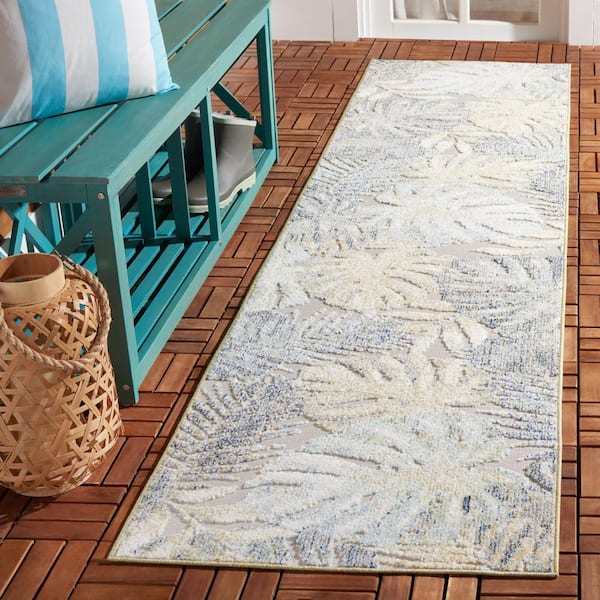 Sarasota Light Green/Ivory 2 ft. x 9 ft. Floral Runner Rug