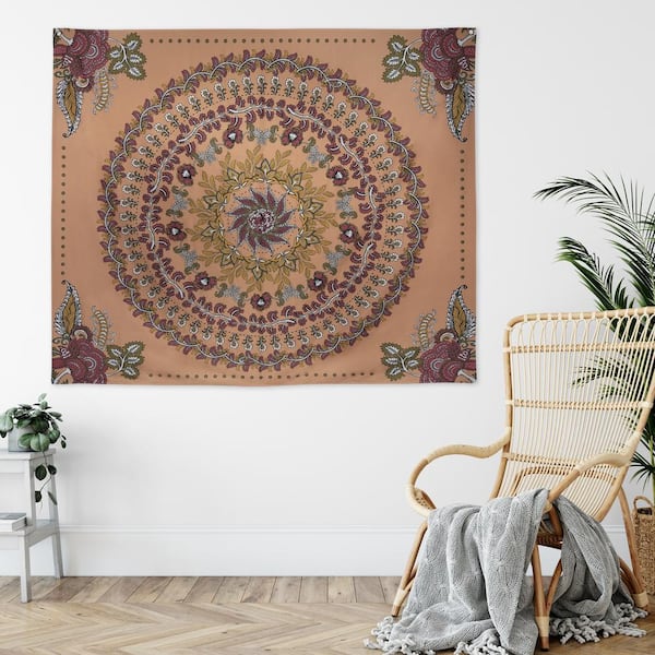 Stratton Home Decor Multi Terracotta Floral Medallion Wall Tapestry S36942 The Home Depot