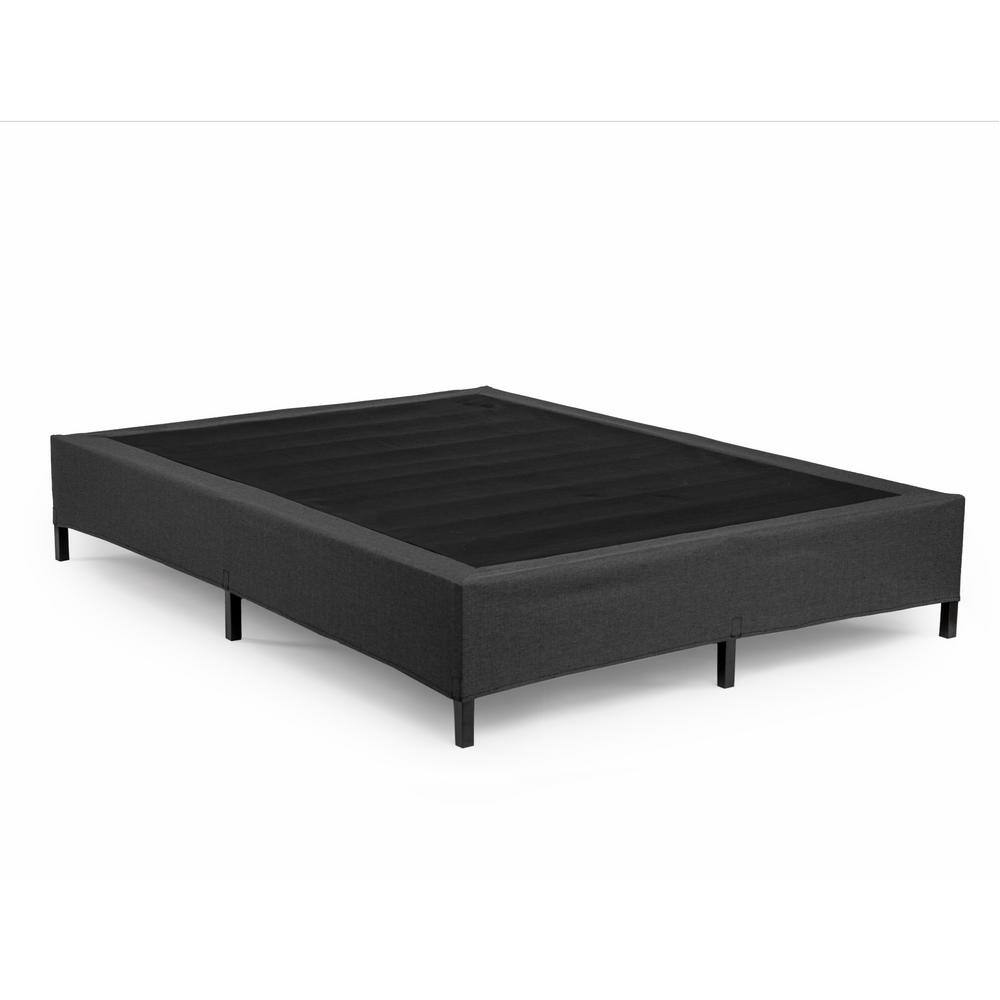 Full Size Black Upholstered Metal Mattress Foundation