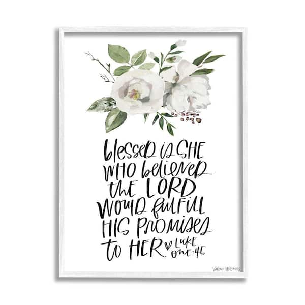 Stupell Industries Blessed Is Who Believed Proverb Luke 1:45 By Valerie Wieners Framed Print Religious Texturized Art 16 in. x 20 in.