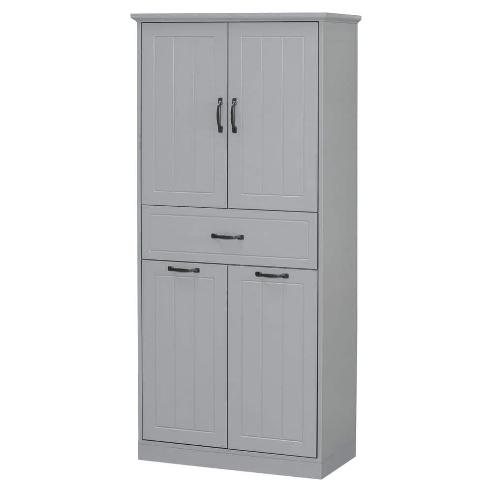 15.7 in. W x 29.9 in. D x 65.8 in. H Gray Linen Cabinet with 2-Laundry Baskets price history on PriceWatchPro