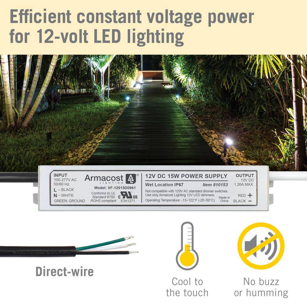 Armacost 15W Waterproof Aluminum LED Driver 12V DC