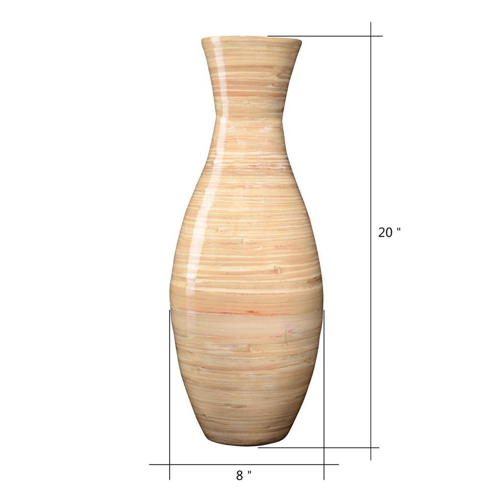 Natural Bamboo Handcrafted 20-Inch Tall Decorative Floor Vase