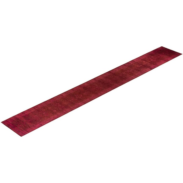 Overdyed Pink 3 ft. x 20 ft. Solid Wool Indoor Runner Rug