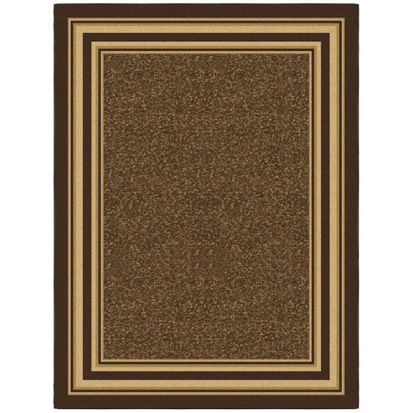 Basics Collection Non-Slip Rubberback Bordered Design 5x7 Indoor Area Rug, 5 ft. x 6 ft. 6 in., Brown