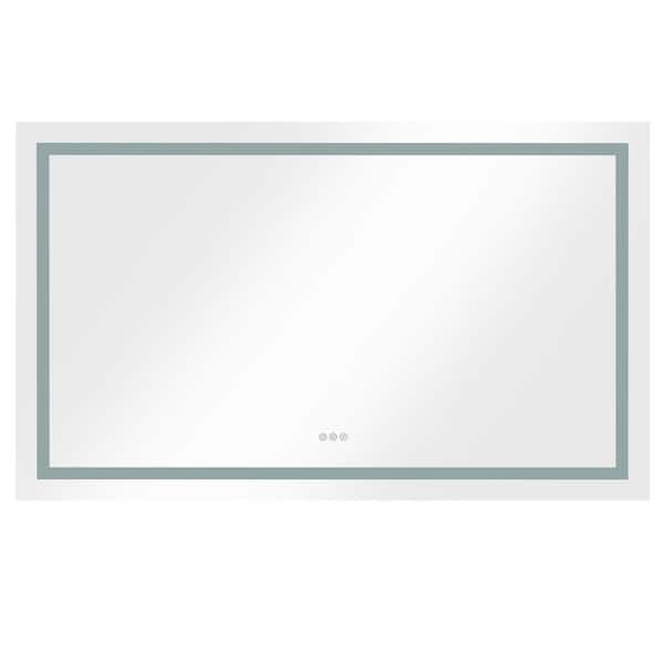 ANGELES HOME 72 in. W x 36 in. H Rectangular Frameless Wall Mounted Anti-Fog LED Light Bathroom Vanity Mirror in Silver