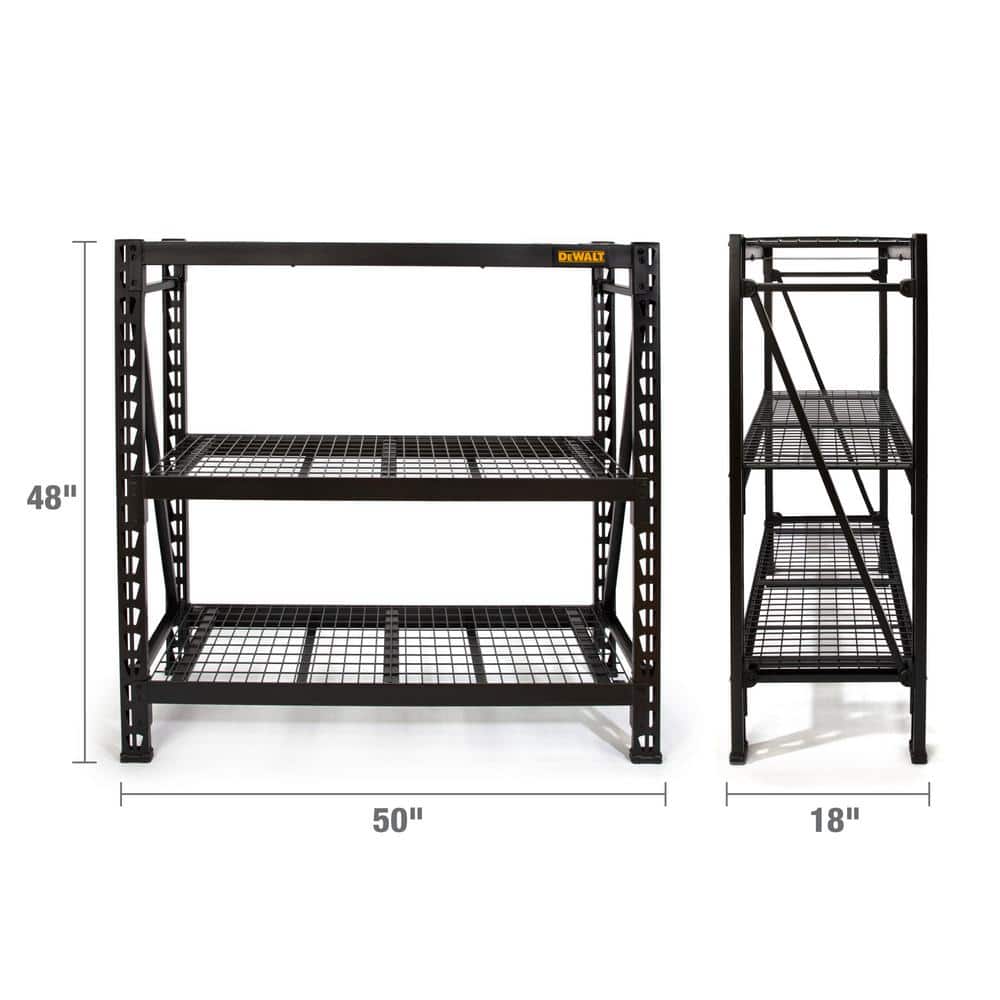 Black 4-Foot 3-Shelf Industrial Steel Wire Storage Rack