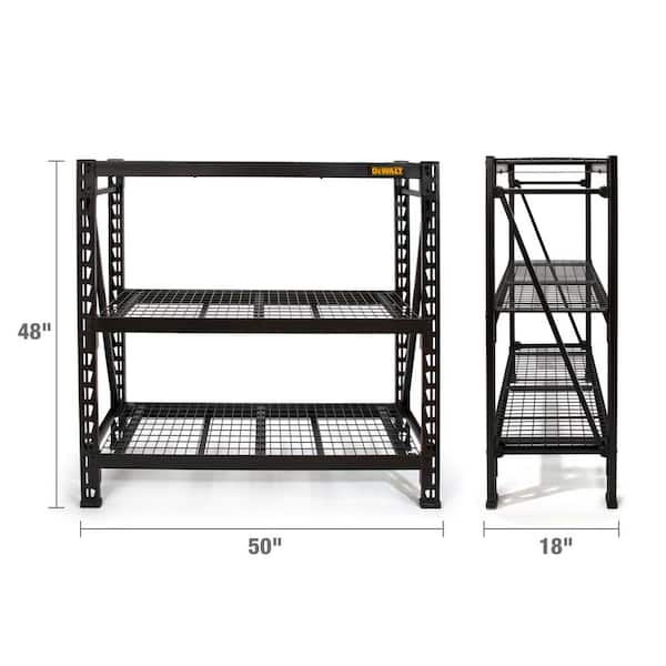 DEWALT 3-Tier Wire Steel Garage Storage Shelving Unit Black (50 in. W x 48 in. H x 18 in. D)