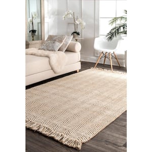 Don Casual Striped Jute Natural 3 ft. x 5 ft. Area Rug
