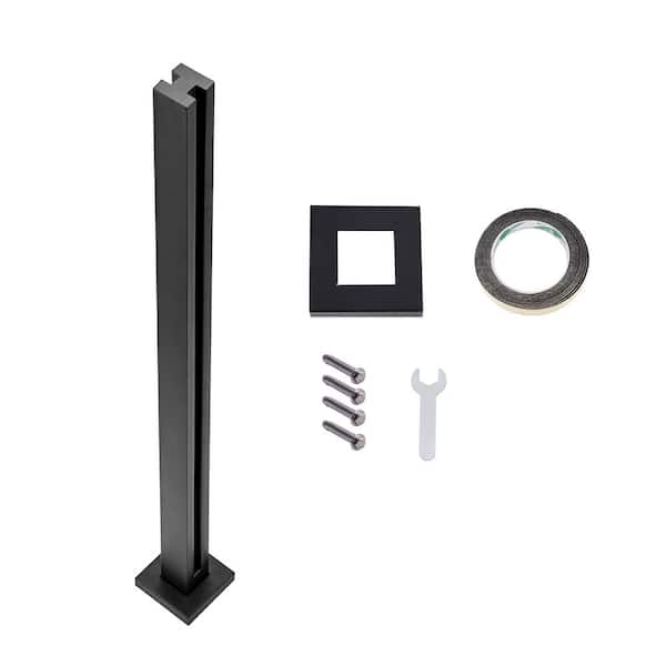 Glass Clamp 41.34 in. H x 4.13 in. W Black Glass Railing Bracket 304 Stainless Steel Stair Railing Kit