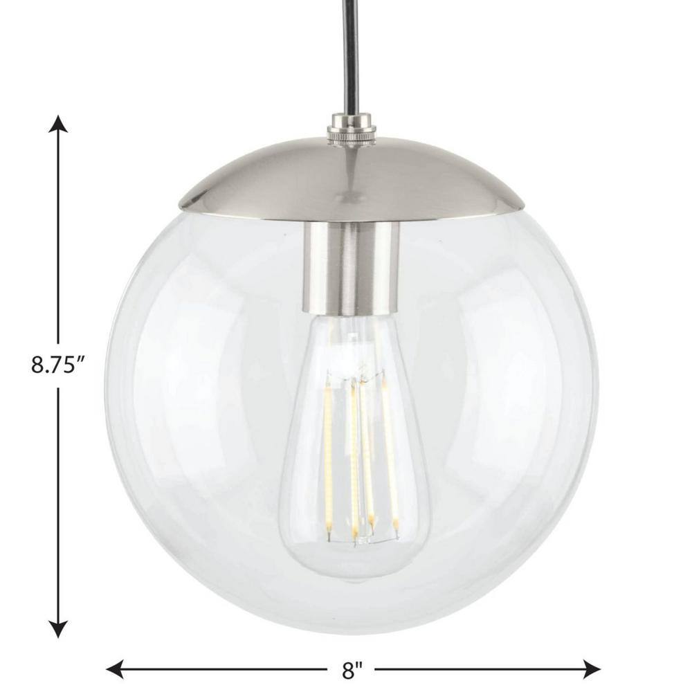 Atwell 8'' Brushed Nickel Glass Globe Pendant Light