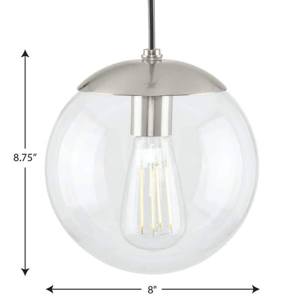 Lull Sequel Blind Progress Lighting Atwell 1-Light Brushed Nickel Clear Glass Globe Modern Small  Pendant Hanging Light P500309-009 - The Home Depot