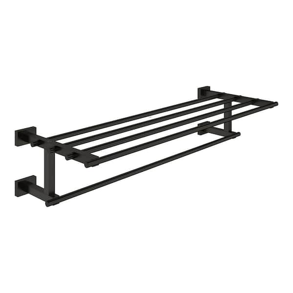 Essentials Cube 23-5/8 in. Wall Mounted Multi Towel Bar in Matte Black