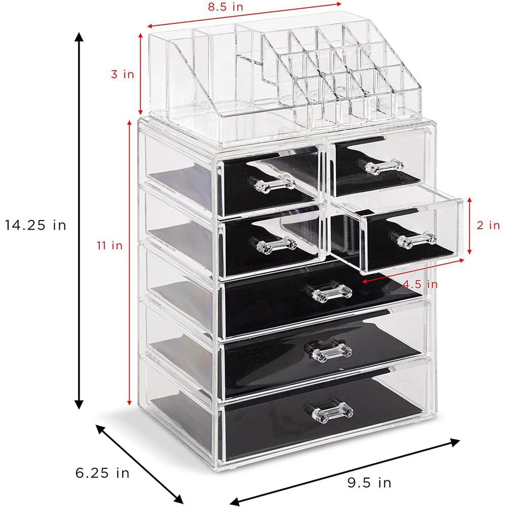 Clear Acrylic Makeup Organizer with 7 Drawers and 16 Slots