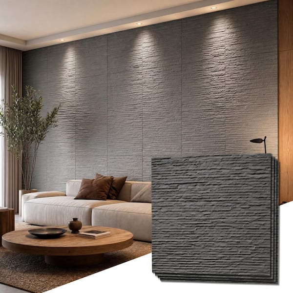 XRAMFY 0.14 in. x 2 ft. x 2 ft. Dark Gray Composite 3D Texture