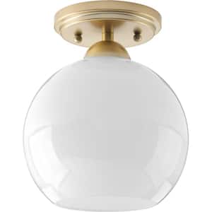 Carisa Collection 7-3/8 in. 1-Light Mid Century Modern Vintage Gold Flush Mount