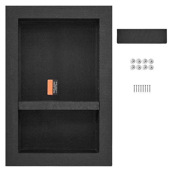 16 in. W x 24 in. H x 3.5 in. D Shower Niche Ready for Tile Double Shelf Organizer in Black
