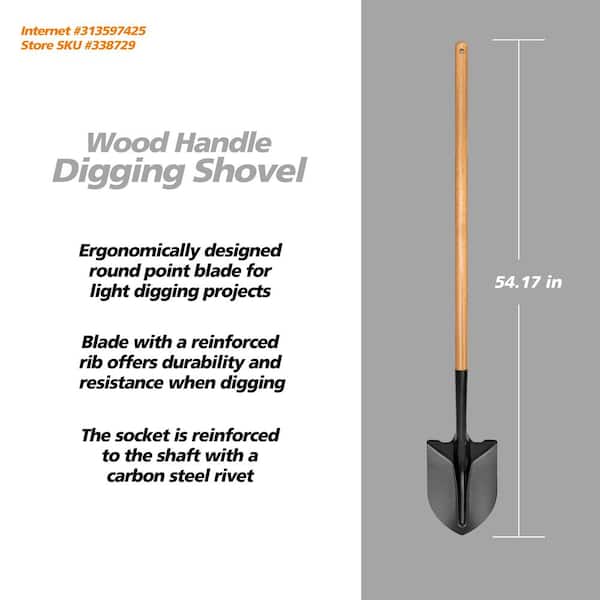 PRIVATE BRAND UNBRANDED - 43.3 in. L Wood Handle Digging Carbon Steel Shovel