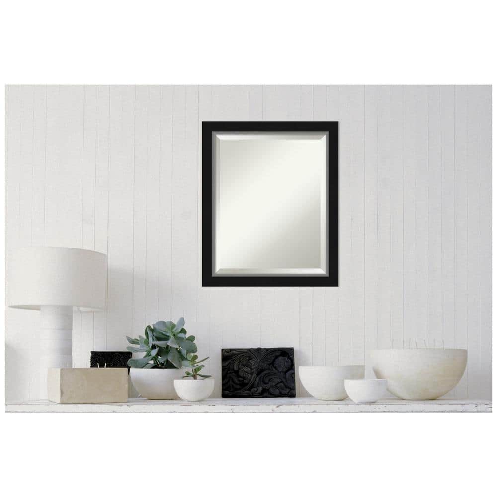 Eva Black Silver Edge 19x23 Beveled Wall Mirror