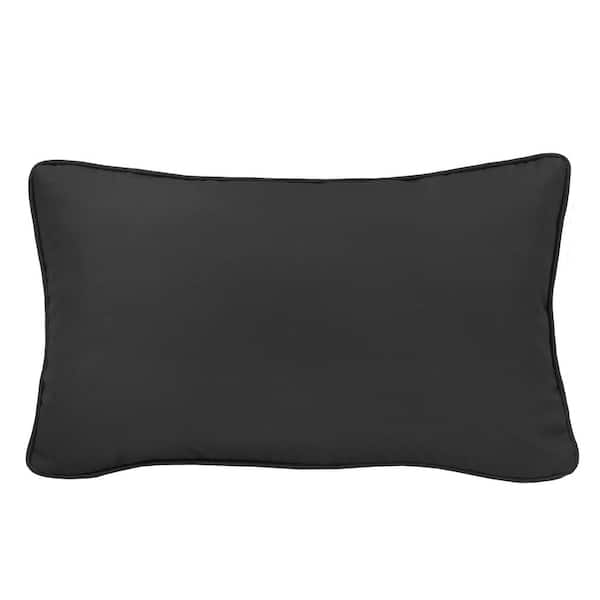 OUTDOOR DECOR BY COMMONWEALTH 14 in. x 26 in. Ebony Outdoor Pillow Lumbar Pillow in Black Includes 1-Lumber Pillow