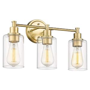 17.25 in. 3-Light Champagne Bronze Vanity Light with Clear Glass Shade