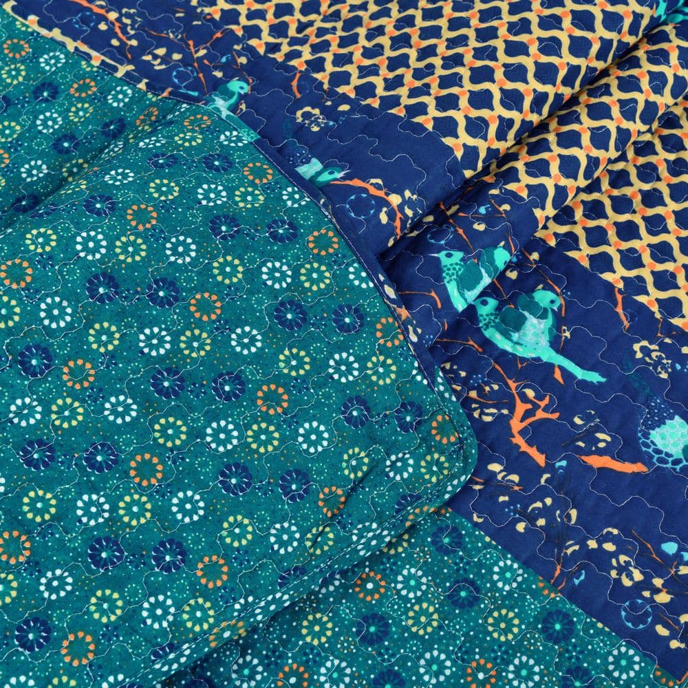 Royal Empire Blue Cotton Reversible Throw Blanket