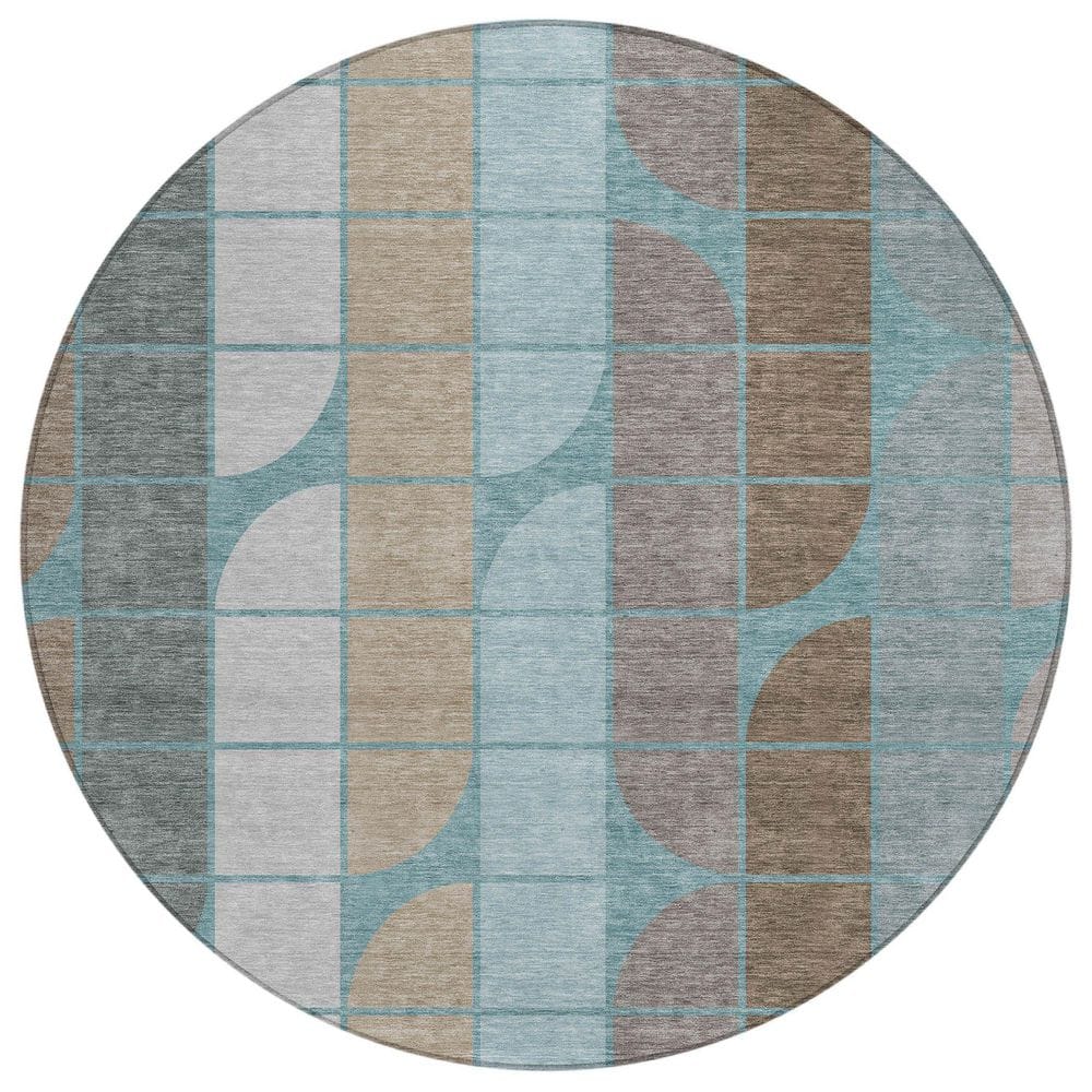 Chantille Machine Washable Indoor/Outdoor Abstract ACN2418 Teal 8 ft. x 8 ft. Round Rug price history on PriceWatchPro