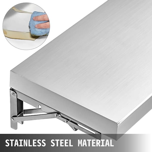 6 ft. Concession Window Shelf, 70.9 x 11.4 x 1.8 in. Stainless Steel, Durable Serving Shelf for Kitchens, Silver