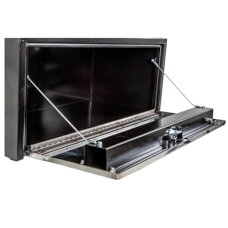 18 in. x 18 in. x 48 in. Gloss Black Steel Underbody Truck Tool Box with Stainless Steel Door