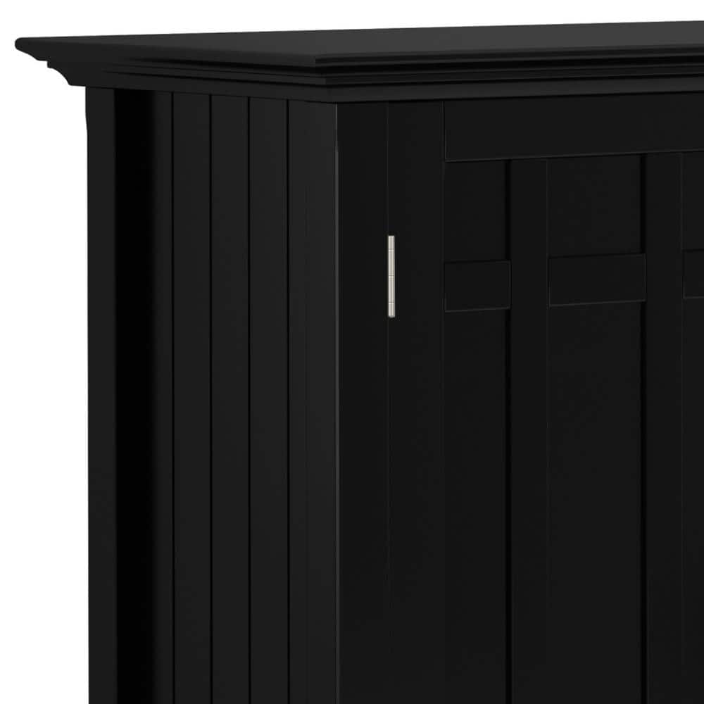 Bedford Black Solid Wood 54" Sideboard Buffet with Wine Rack