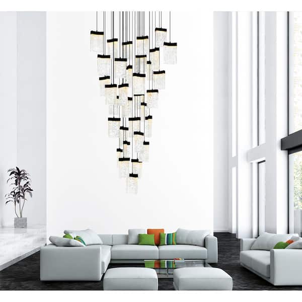 Lava 33-Light Integrated LED Black Chandelier
