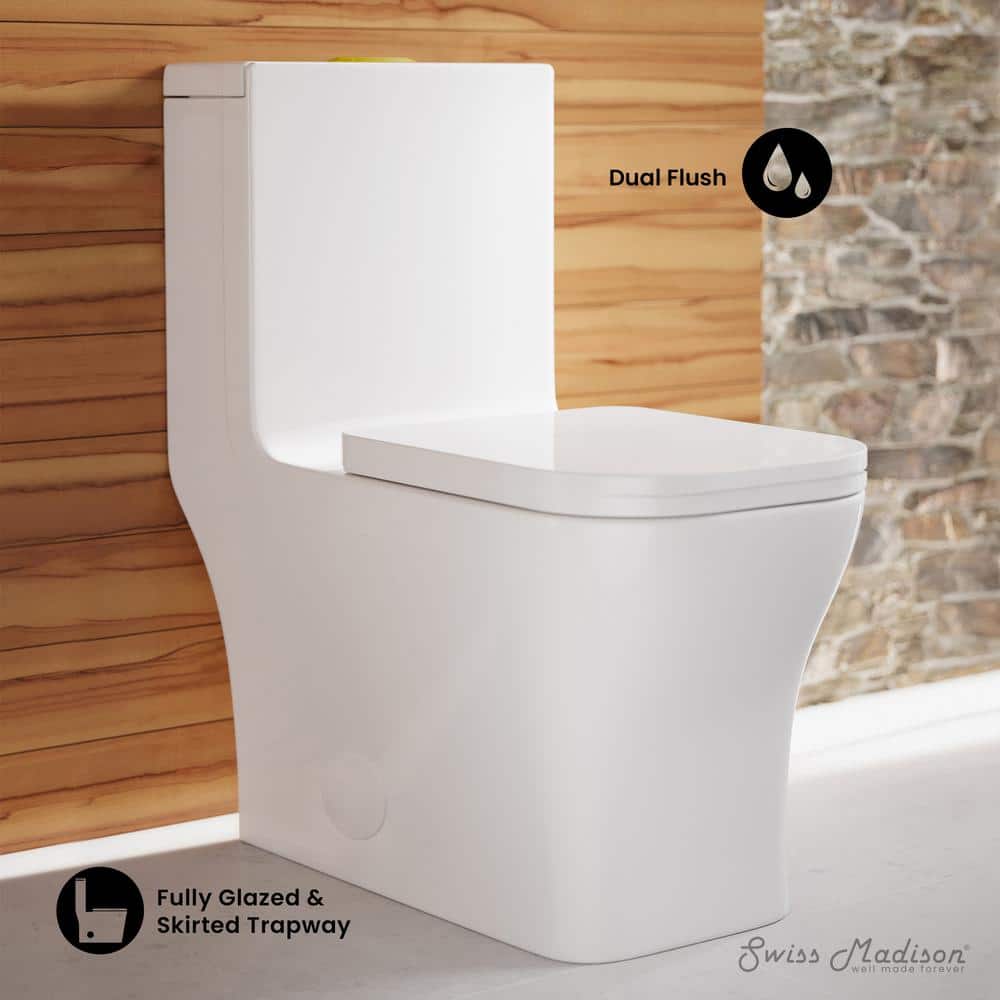 Concorde White One Piece Dual Flush Toilet with Brushed Gold Hardware