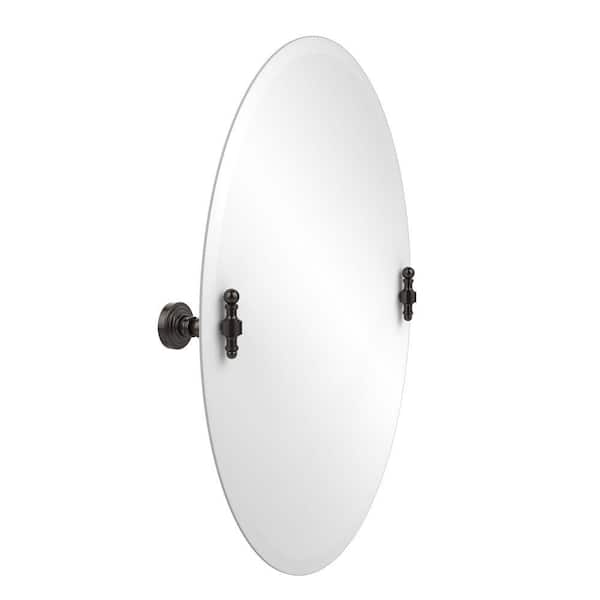 Retro-Wave 21 in. W x 29 in. H Frameless Oval Beveled Edge Bathroom Vanity Mirror in Oil Rubbed Bronze