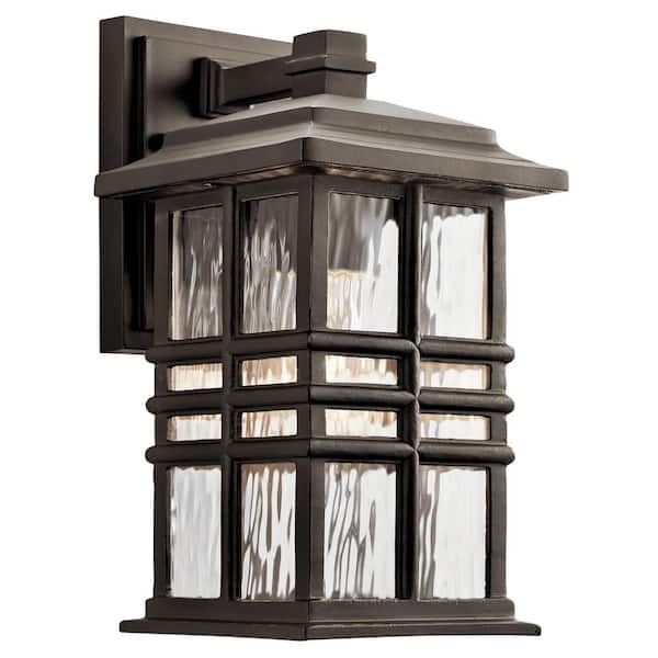 Beacon Square 12 in. 1-Light Olde Bronze Outdoor Hardwired Wall Lantern Sconce with No Bulbs Included (1-Pack)