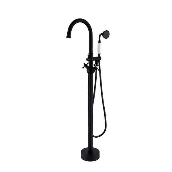 Maincraft 2-Handle Freestanding Tub Faucet with Hand Shower Head in Matte Black