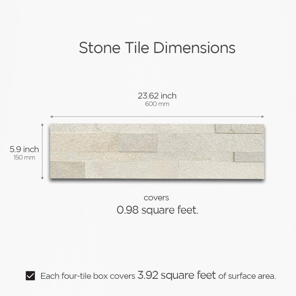 Stone Beige Peel and Stick Natural Stone Mosaic Tile