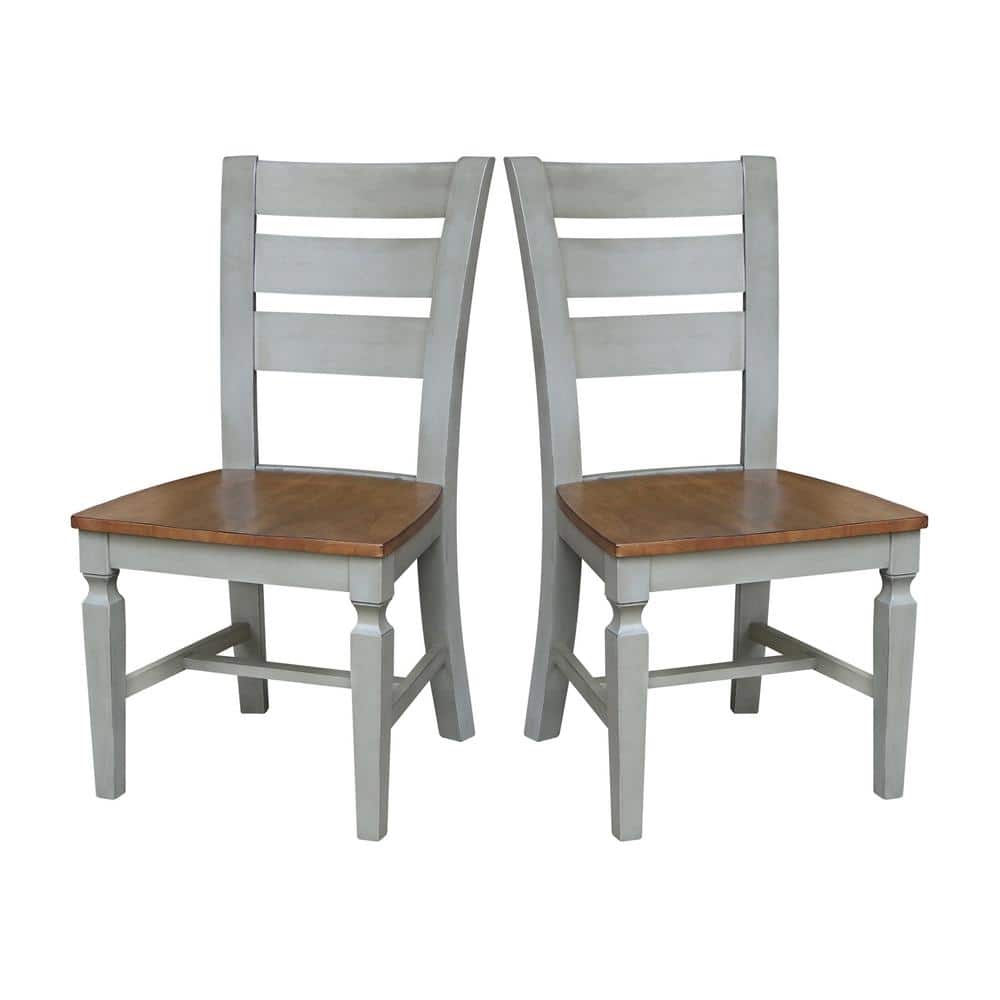 Vista Distressed Hickory and Stone High Ladderback Wood Chairs - Set of 2