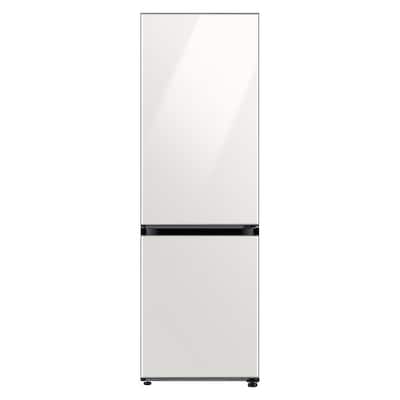 Bespoke 24 in. 12 cu. ft. Bottom Freezer Refrigerator in White Glass, Counter Depth
