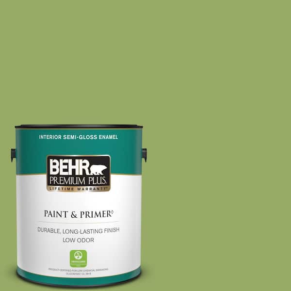 BEHR PREMIUM PLUS 1 gal. #420D-5 Herbal Garden Semi-Gloss Enamel Low Odor Interior Paint & Primer