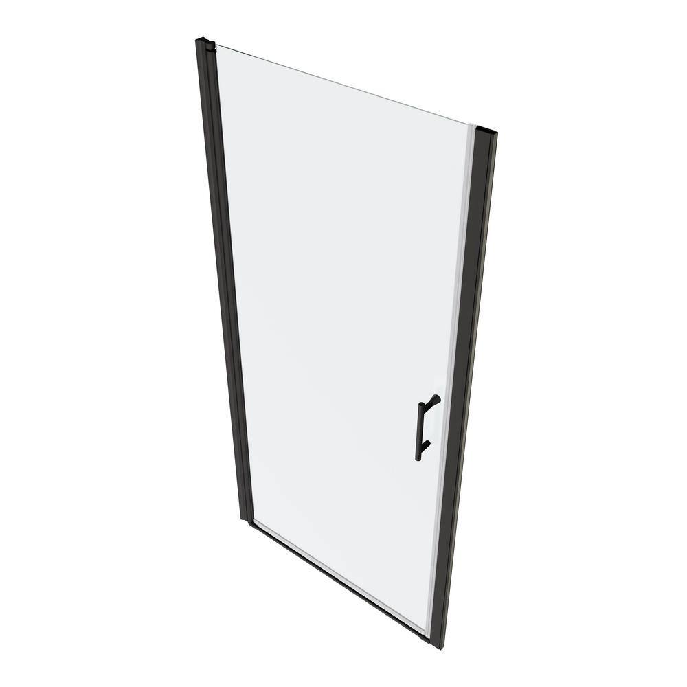 Matte Black Frameless Pivot Shower Door with Clear Glass, 28-29.4 in. W x 72 in. H