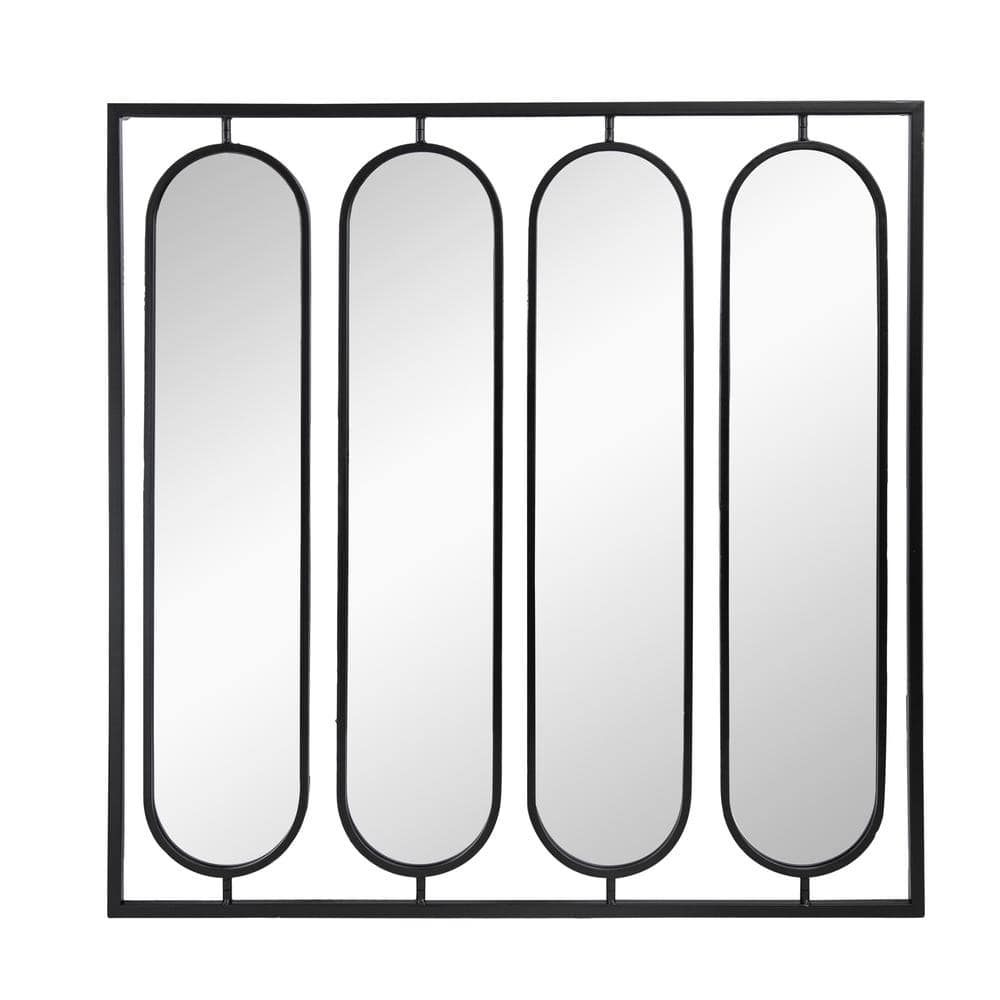Luxury Quality Black 36 in. W x 36 in. H Modern Oval Iron Framed Mirror