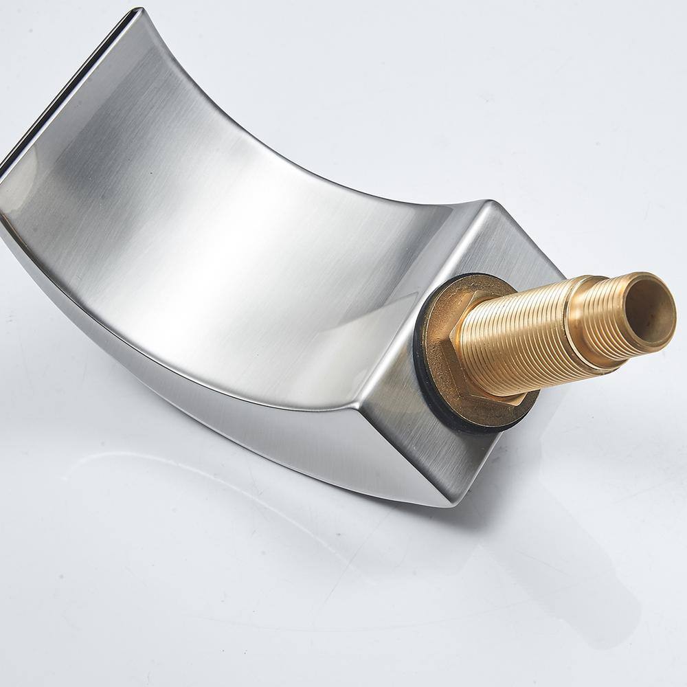 Brushed Nickel LED Waterfall Widespread Bathroom Faucet