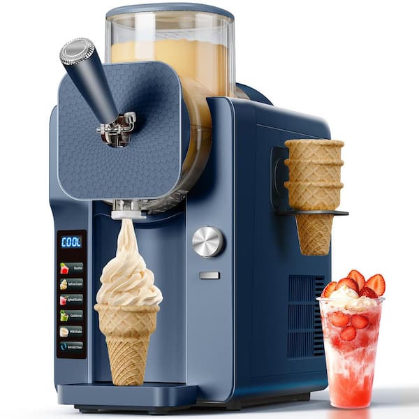 68 oz. Blue Snow Cone Machine and Ice Cream Maker with 5-Preset Programs and Self-Cleaning Function