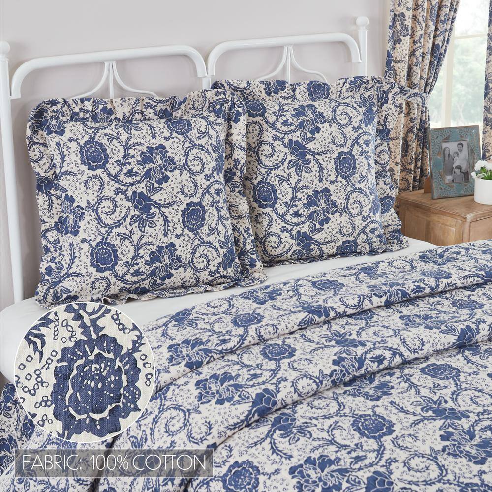 VHC Brands Dorset Navy Cotton Pillow Sham