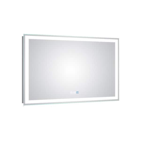 Unbranded 48 in. W x 36 in. H Rectangular Frameless LED Anti-Fog Dimmable Wall Bathroom Vanity Mirror Backlit and Front Lit