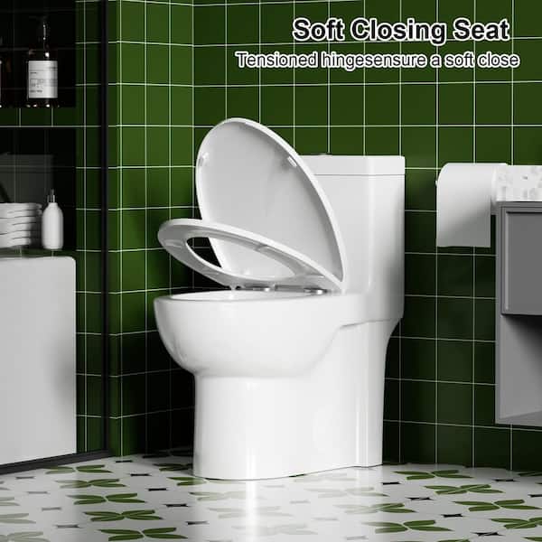 1.28 GPF Single-flush 1-Piece Toilet, Water-Saving Elongated