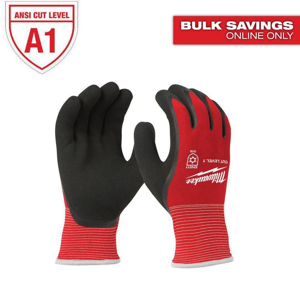 UPC 045242500185 product image for X-Large Red Latex Level 1 Cut Resistant Insulated Winter Dipped Work Gloves | upcitemdb.com