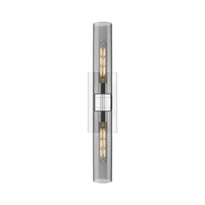 Ballston Urban 24 in. 2-Light Polished Chrome Vanity Light with Glass Shade