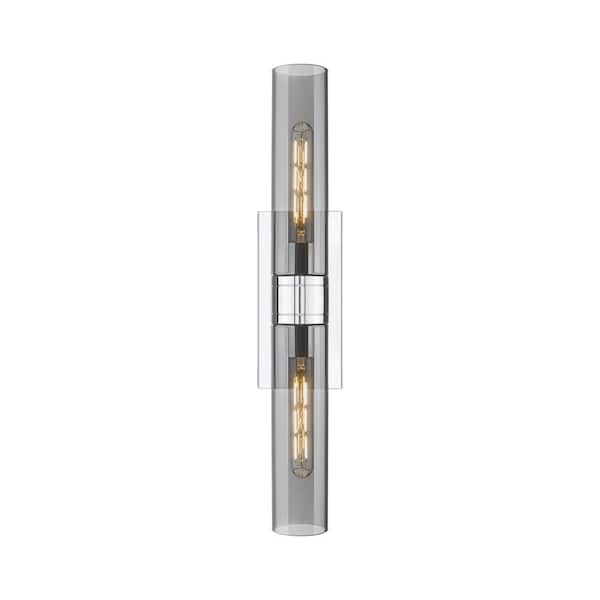 Innovations Ballston Urban 24 in. 2-Light Polished Chrome Vanity Light with Glass Shade