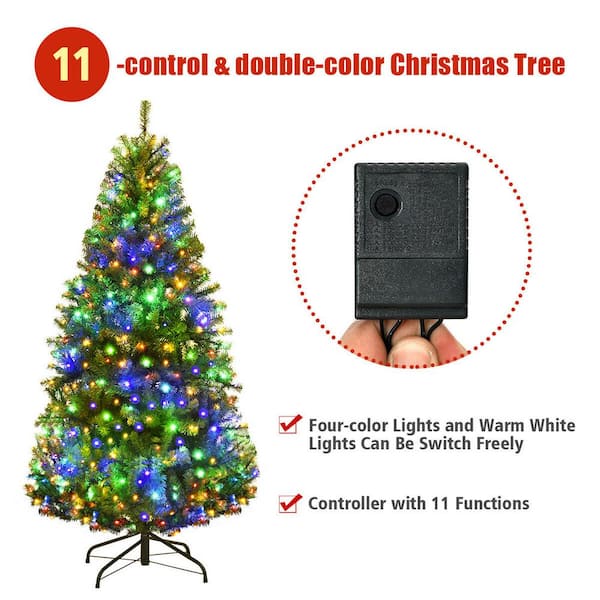 WELLFOR Remote Control Tree 7.5-ft Pre-lit Flocked Artificial Christmas Tree  with LED Lights in the Artificial Christmas Trees department at